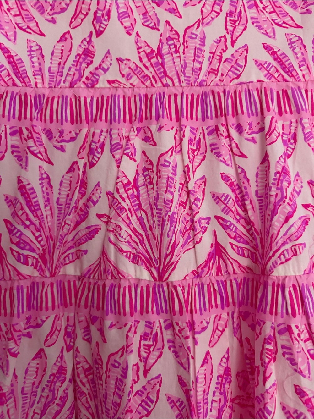Lilly Pulitzer Hot Pink and White Printed Tiered Button Dress - Picture 6 of 6